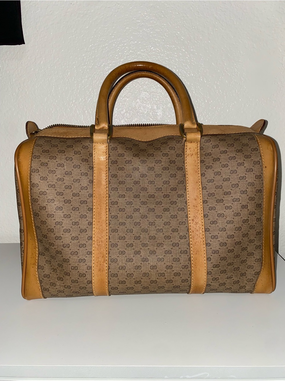 Gucci Brown and Tan Monogram Bag